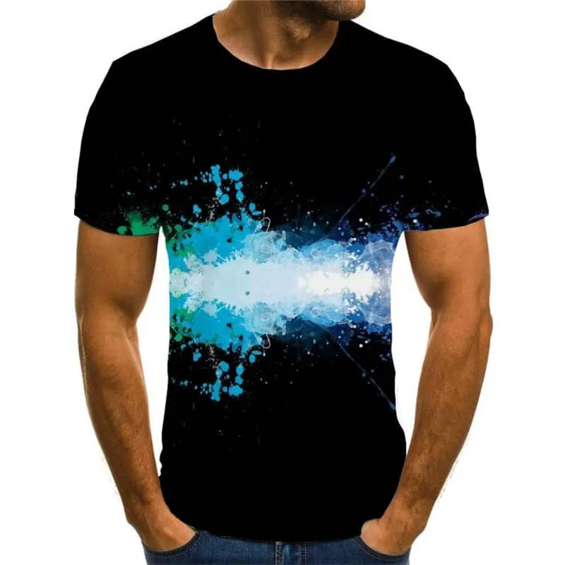 abstract shirt  personality t shirt 3D  art costume Casual fun geometric colorful art men's