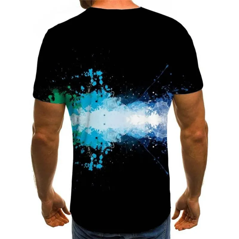 abstract shirt  personality t shirt 3D  art costume Casual fun geometric colorful art men's