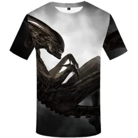 Alien T shirts Men Skeleton Tshirts Novelty Metal Tshirts Cool Gray T-shirts Graphic Mechanical Tshirt Anime Short Sleeve