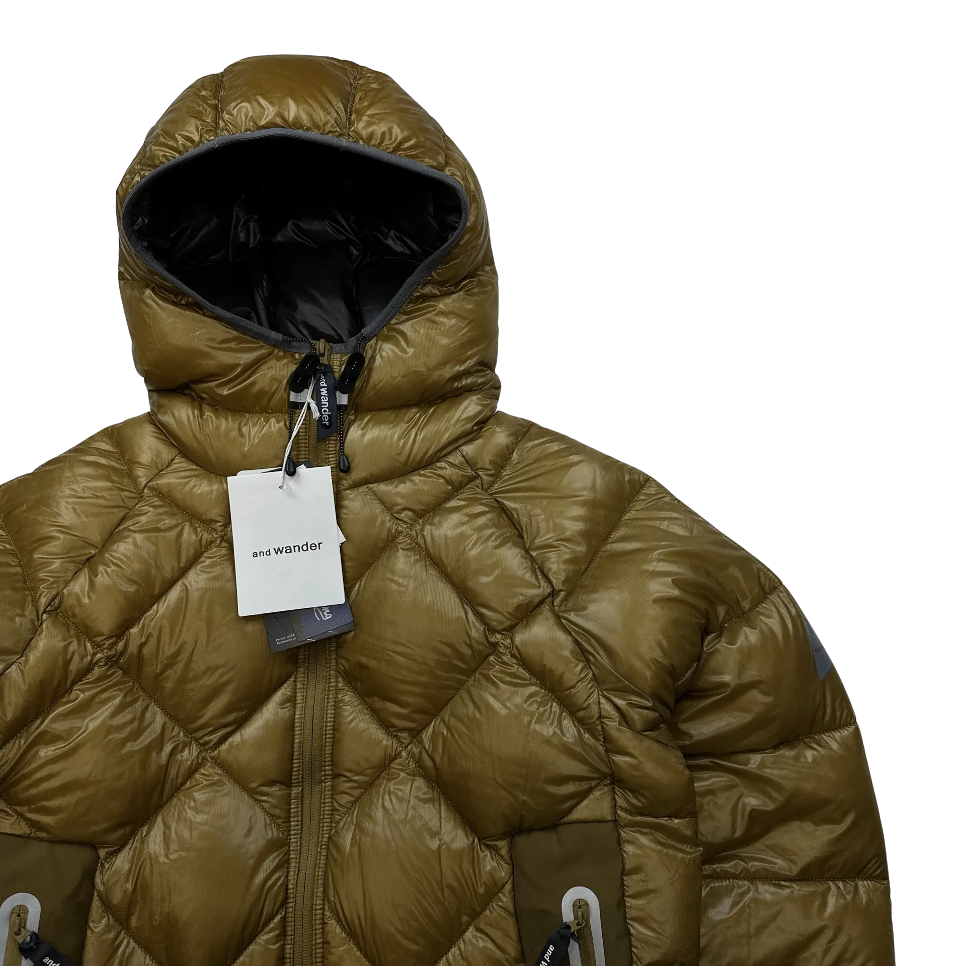 And Wander Brown Pertex Diamond Quilted Hooded Puffer Jacket - Small