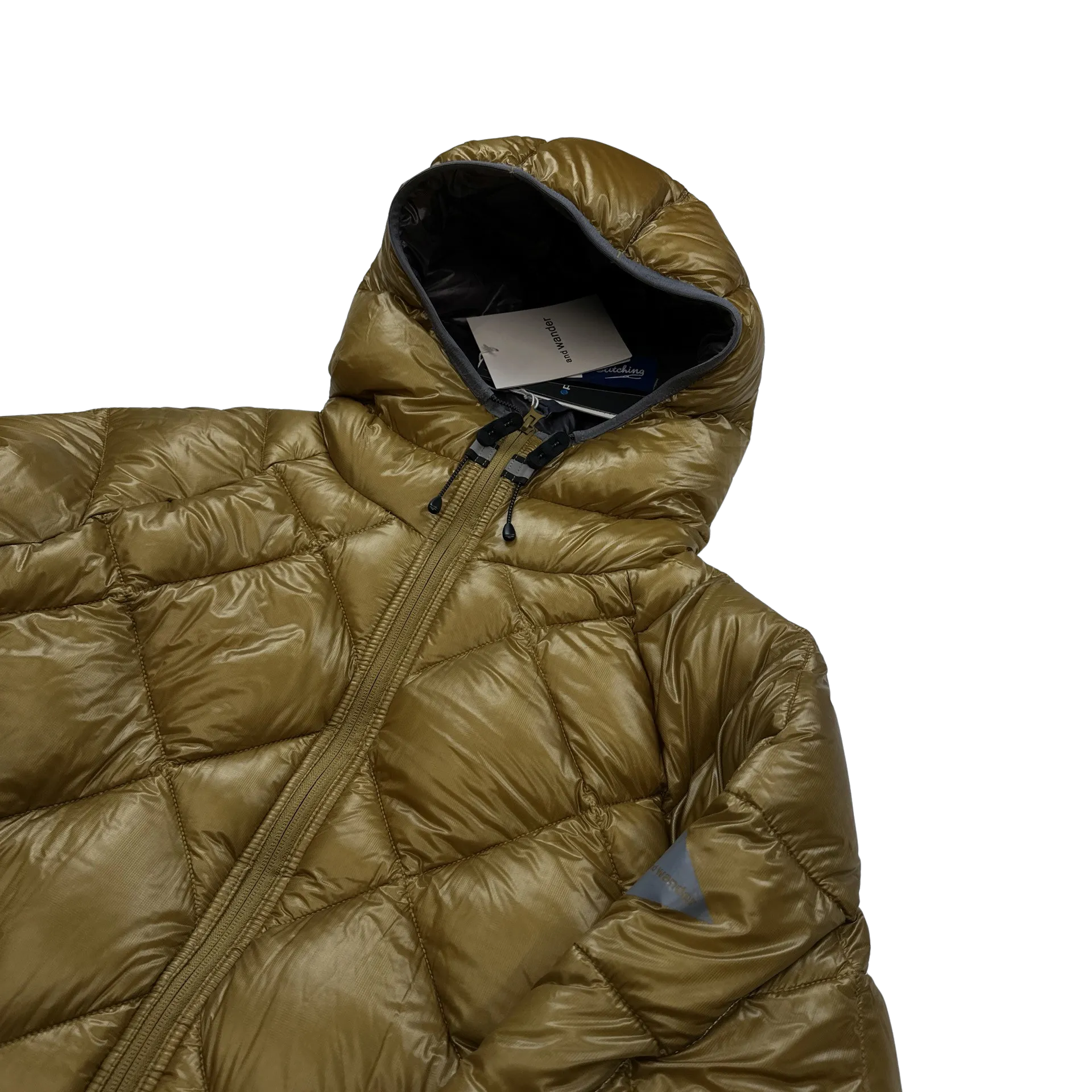 And Wander Brown Pertex Diamond Quilted Hooded Puffer Jacket - Small