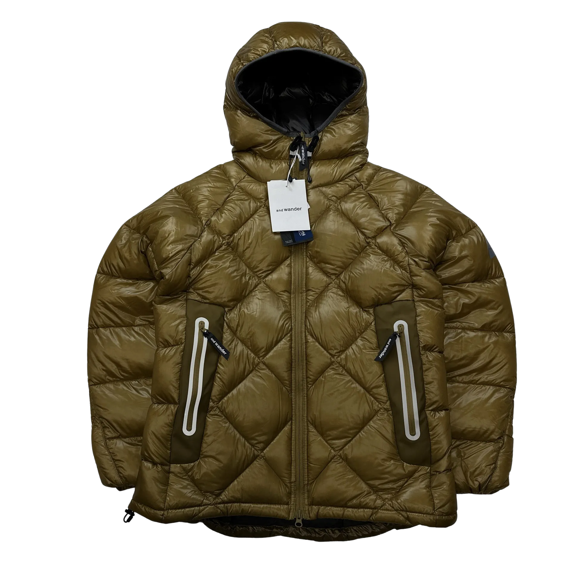 And Wander Brown Pertex Diamond Quilted Hooded Puffer Jacket - Small