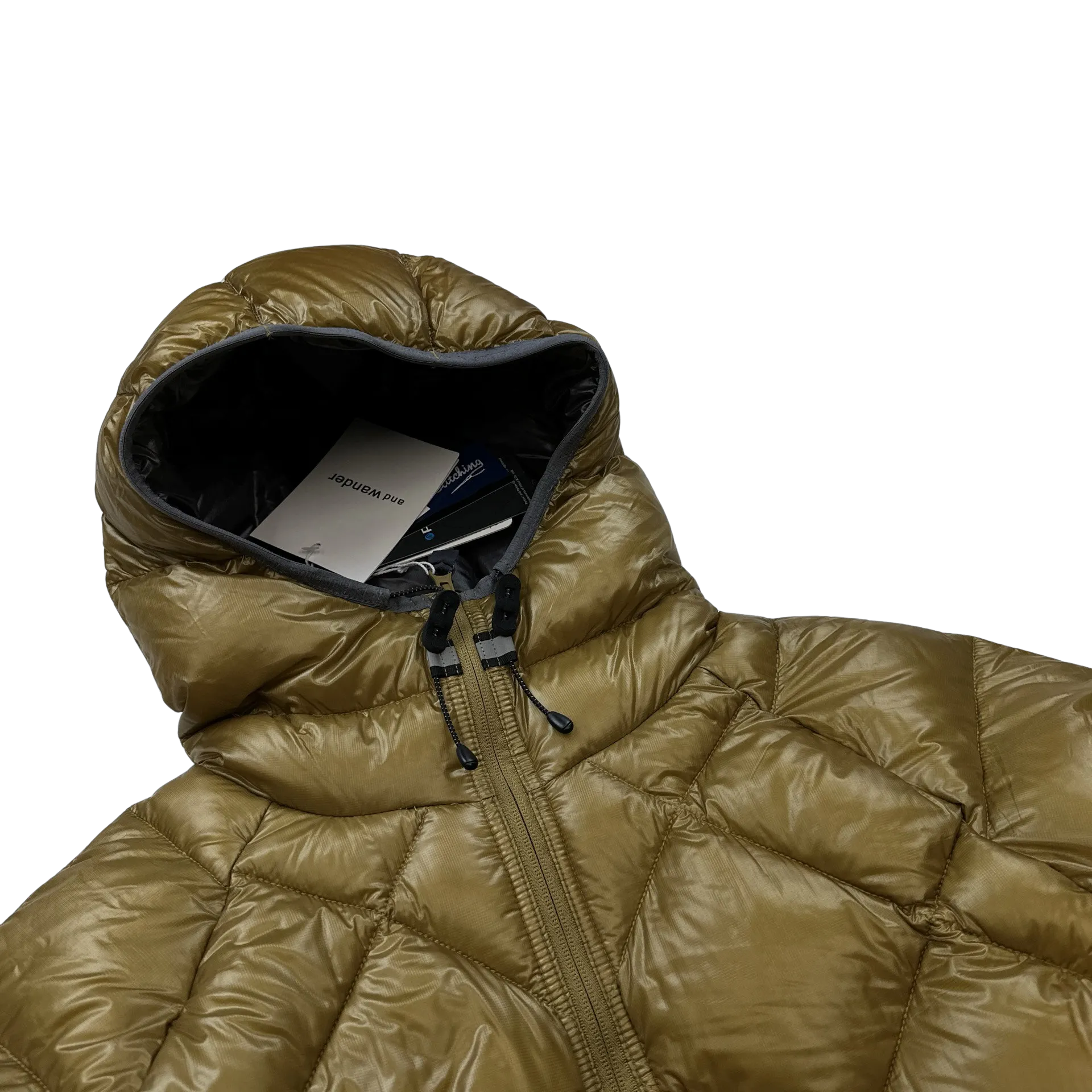 And Wander Brown Pertex Diamond Quilted Hooded Puffer Jacket - Small