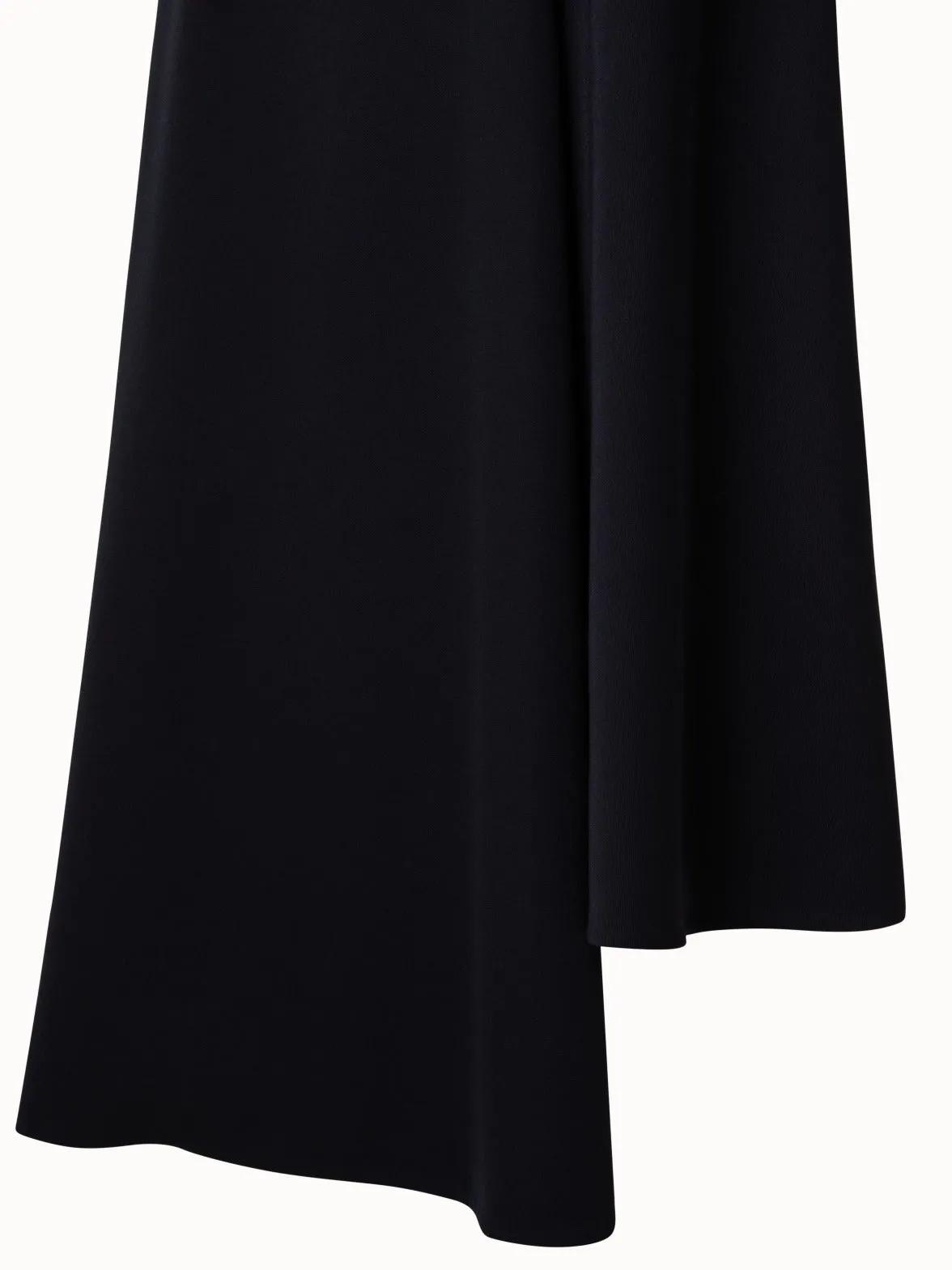 Asymmetrical Wool Gabardine Midi Skirt