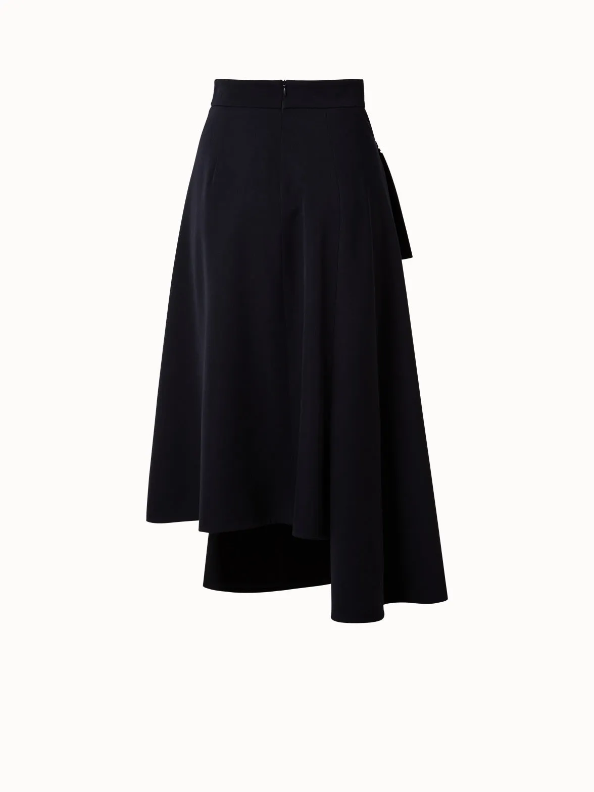 Asymmetrical Wool Gabardine Midi Skirt