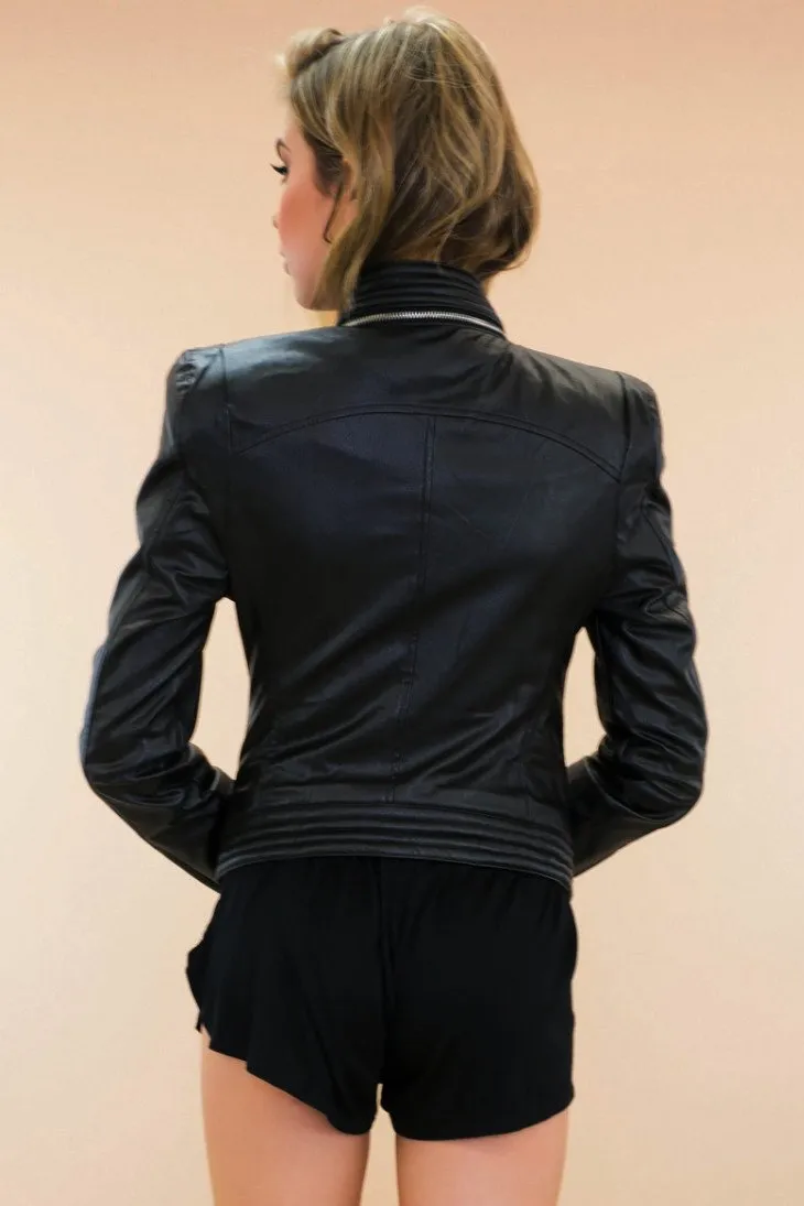 Asymmetrical Zip Leather Motorcycle Jacket