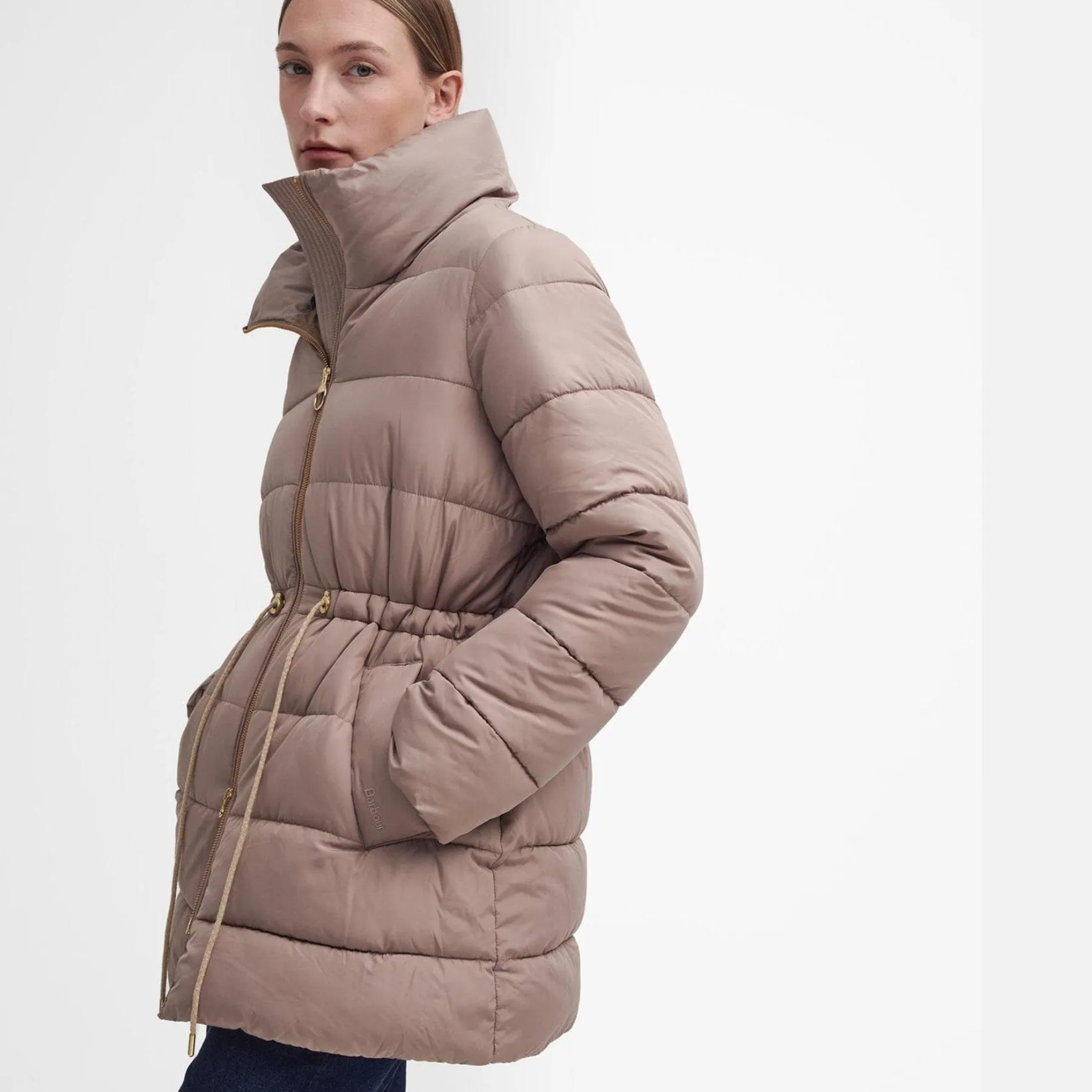 Barbour Manning Puffer Jacket In Honey/Ancient Lodan