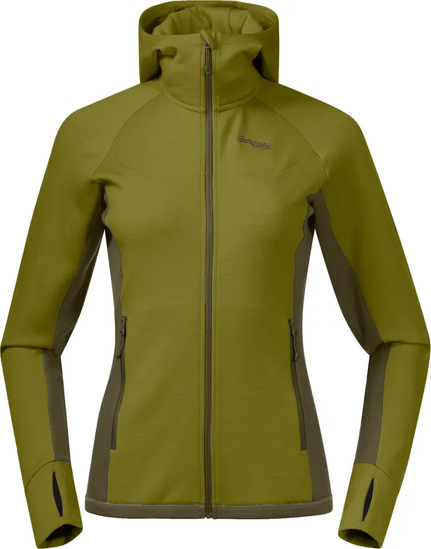 Bergans Women&#x27;s Cecilie Wool Hood Jacket Trail Green/Dark Olive Green | Buy Bergans Women&#x27;s Cecilie Wool Hood Jacket Trail Green/Dark Olive Green here | Outnorth