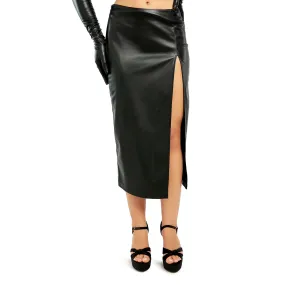 Black Front Slit Midi Skirt