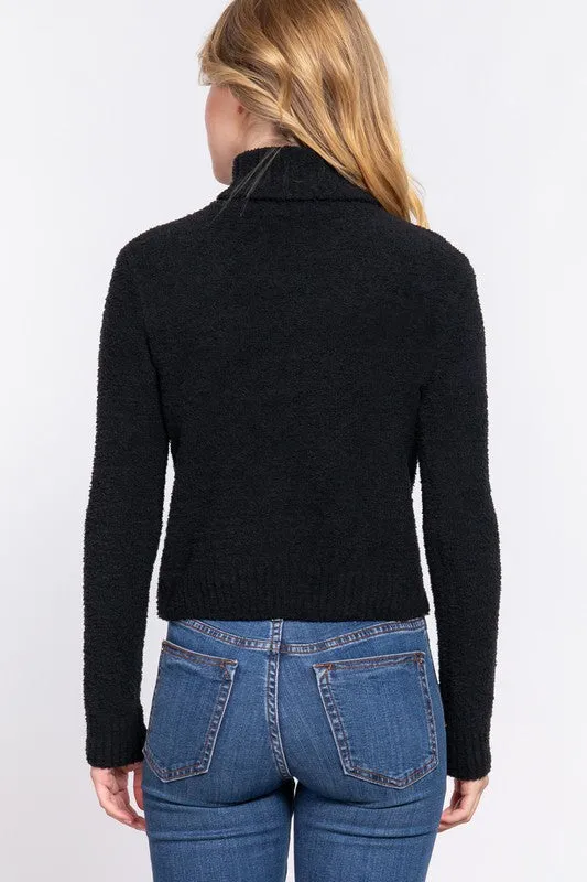 BLACK LONG SLEEVE TURTLE NECK SWEATER