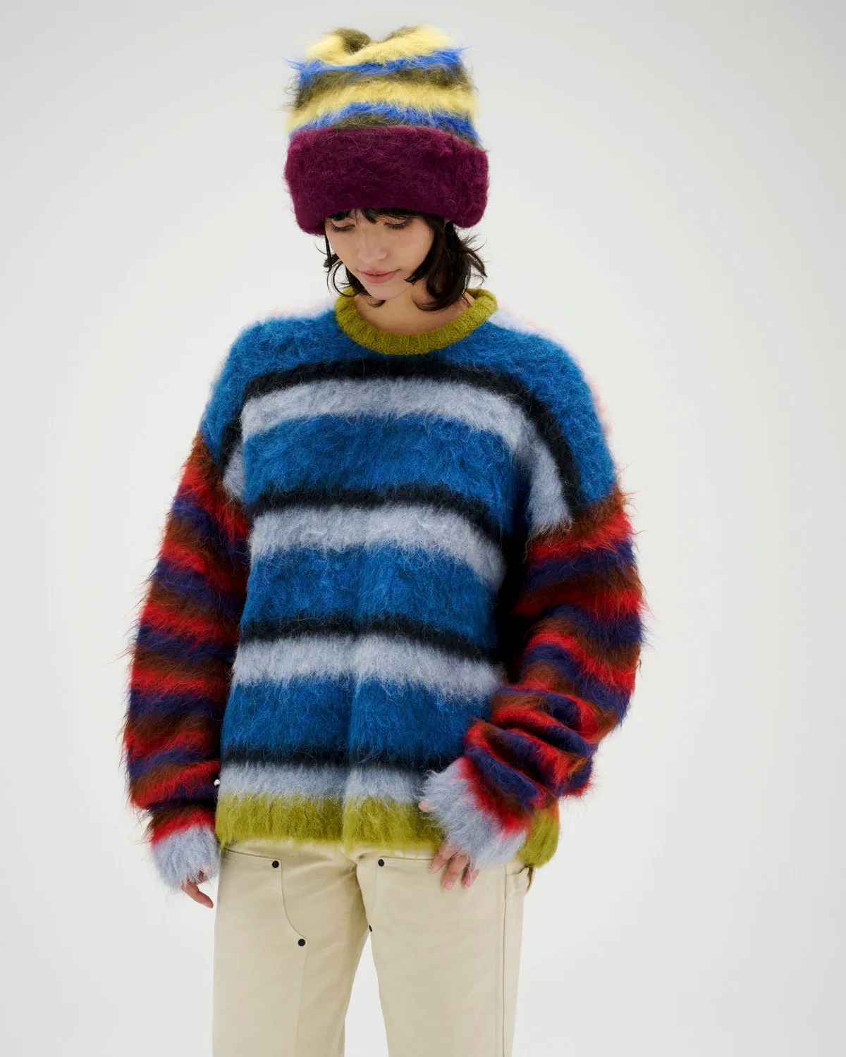 Blurry Lines Alpaca Crewneck Sweater - Multi