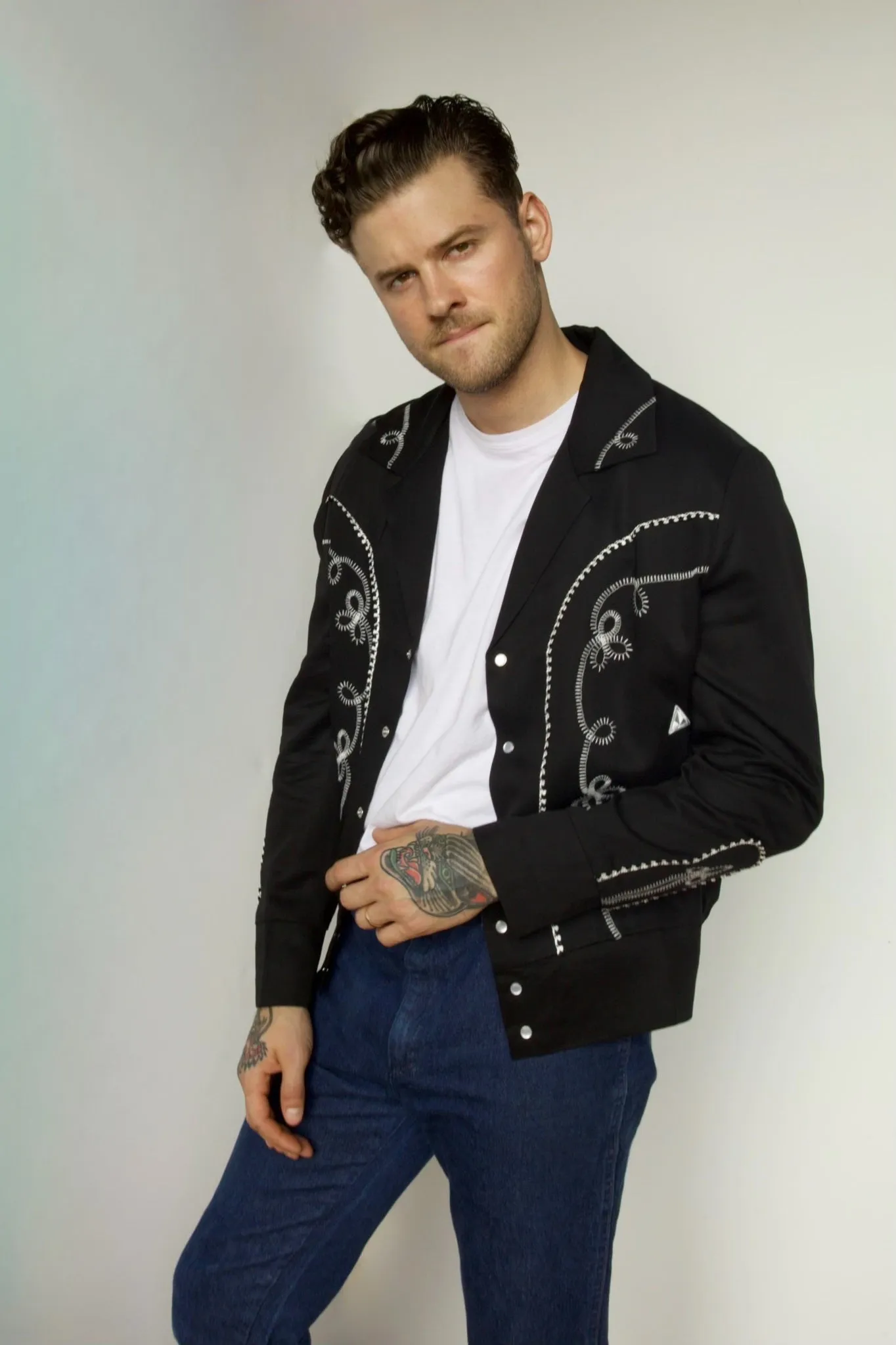 Bolero Men's Jacket Black and White