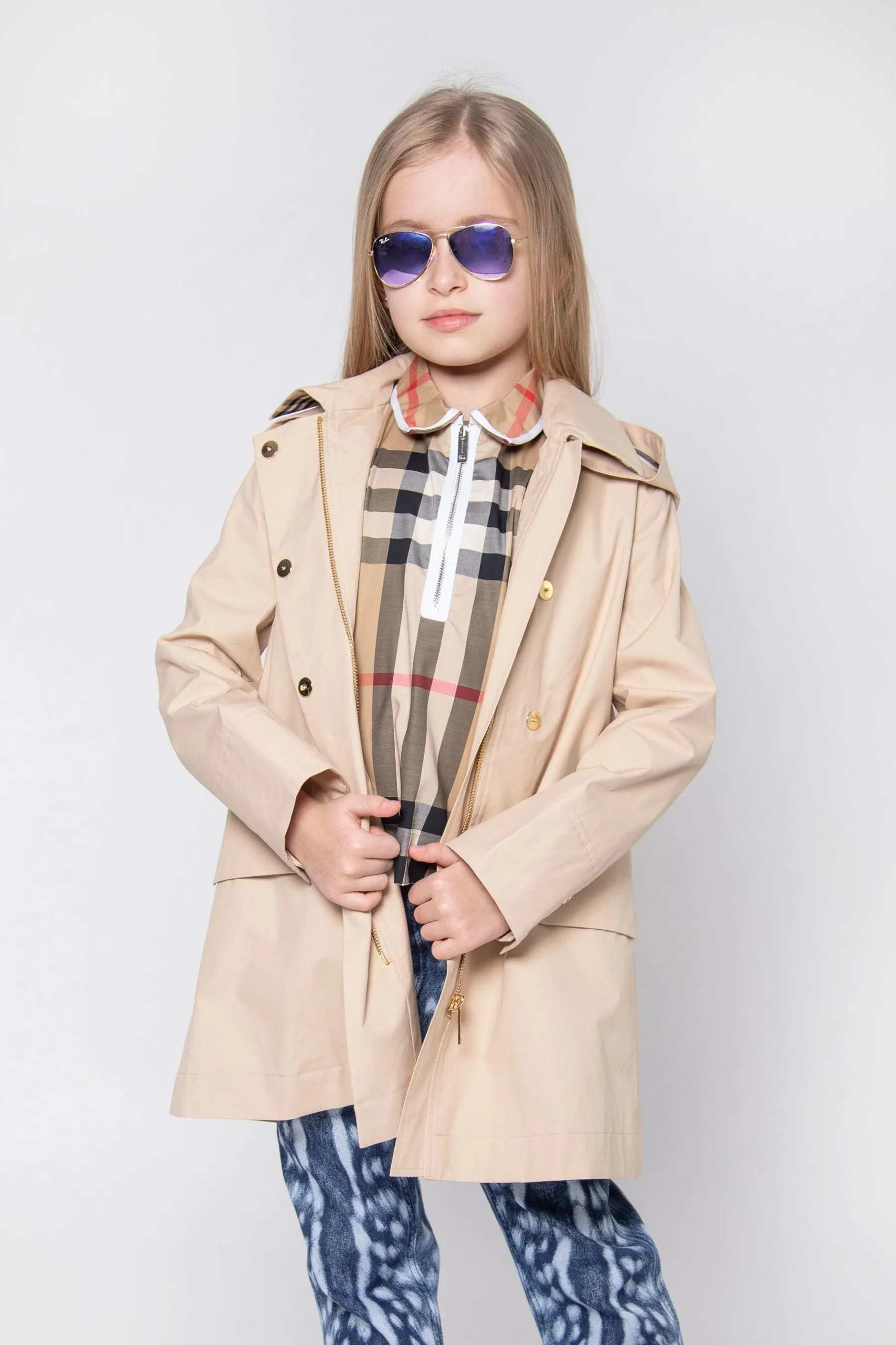 Burberry Girls Hooded Trench Coat