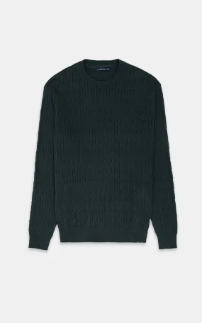 CABLE-KNIT SWEATER BOTTLE GREEN