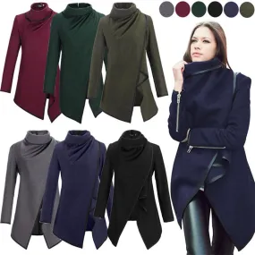 Casaco Feminino 2015 New Fashion Women Asymmetric Trench Women Winter Woolen Overcoat Woolen Coat 5 Colors Free Shipping