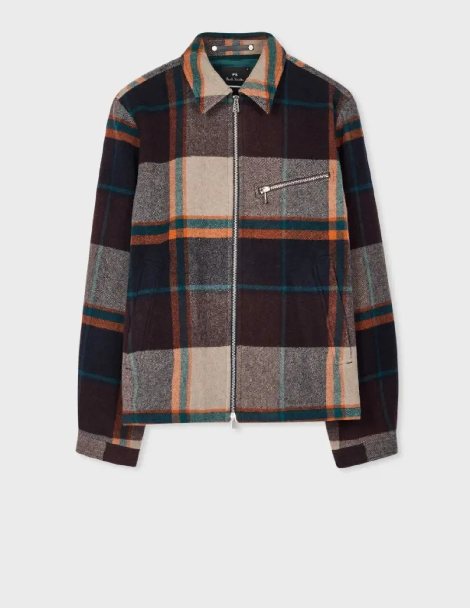 Checked Wool-Blend Harrington Jacket | Ecru & Burgundy