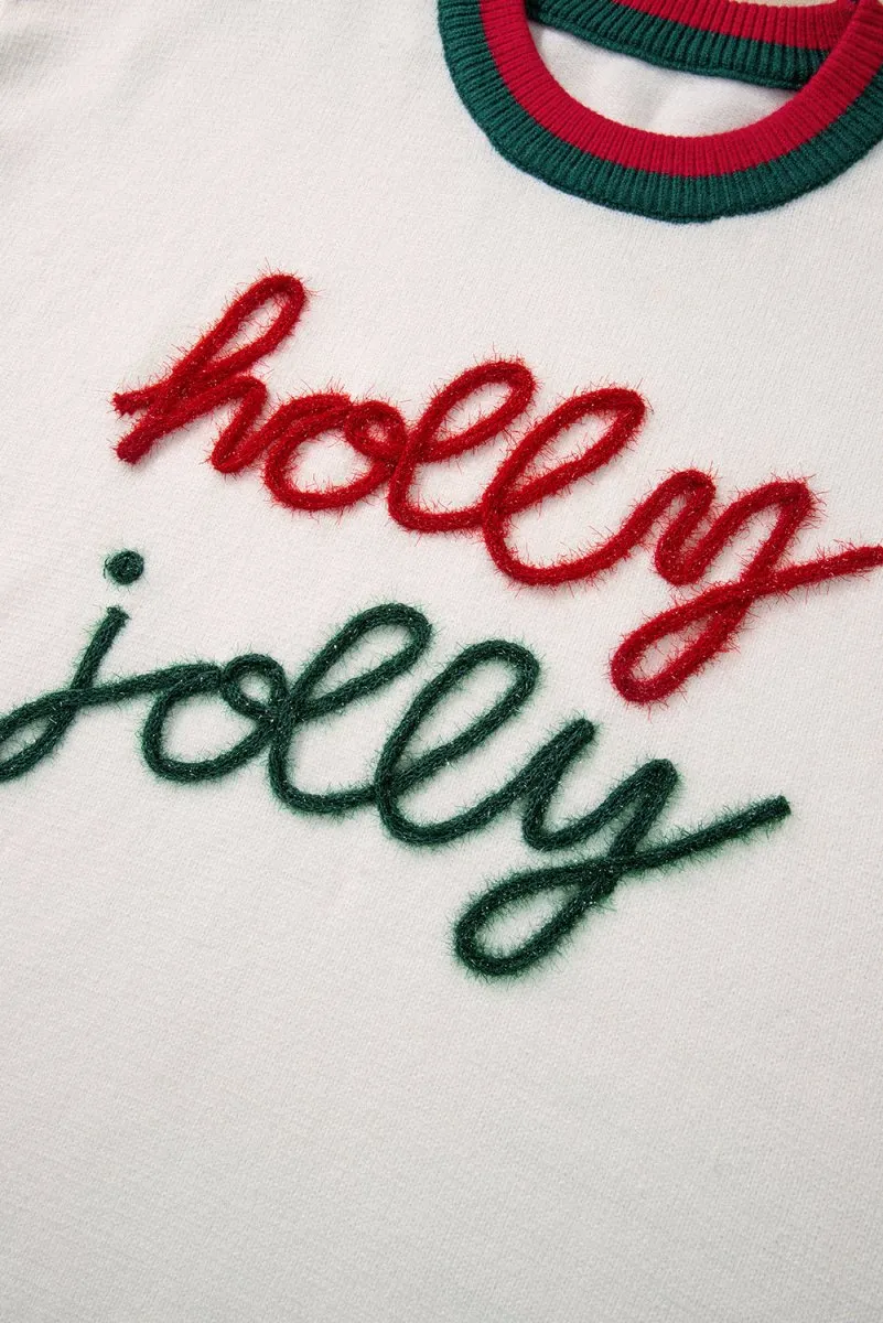 Christmas "Holly Jolly" Tinsel Plus Size Sweater