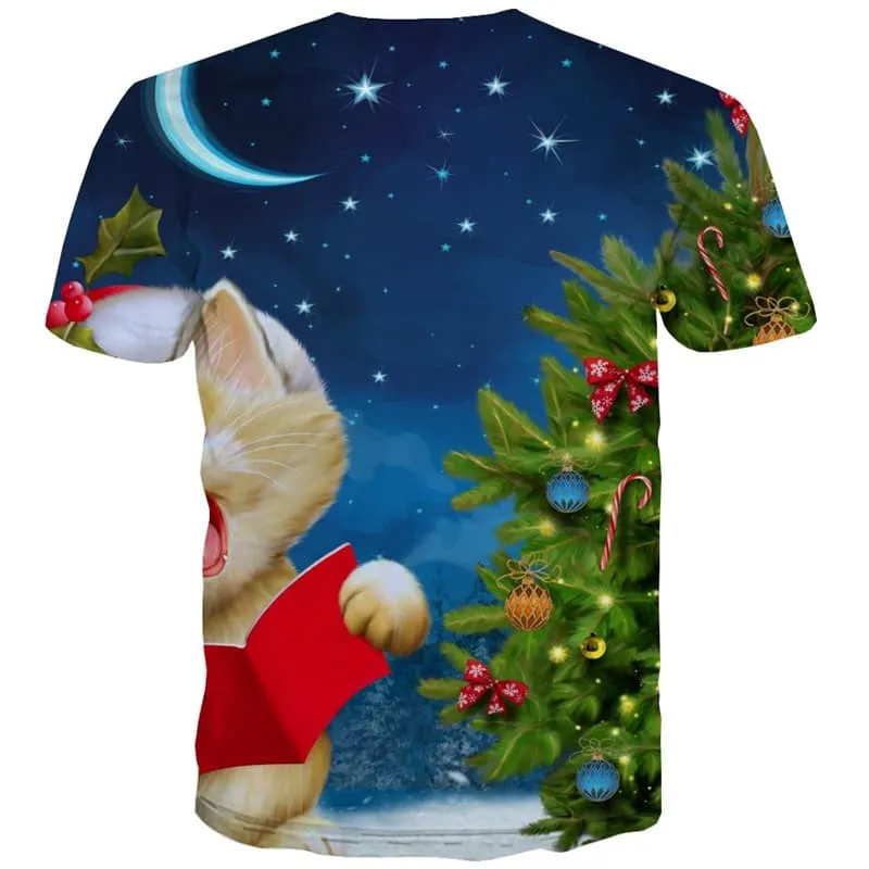 Christmas T shirts Men Moon Tshirts Cool Animal Tshirt Anime Star T shirts Funny Party Tshirt Printed