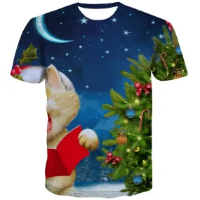 Christmas T shirts Men Moon Tshirts Cool Animal Tshirt Anime Star T shirts Funny Party Tshirt Printed