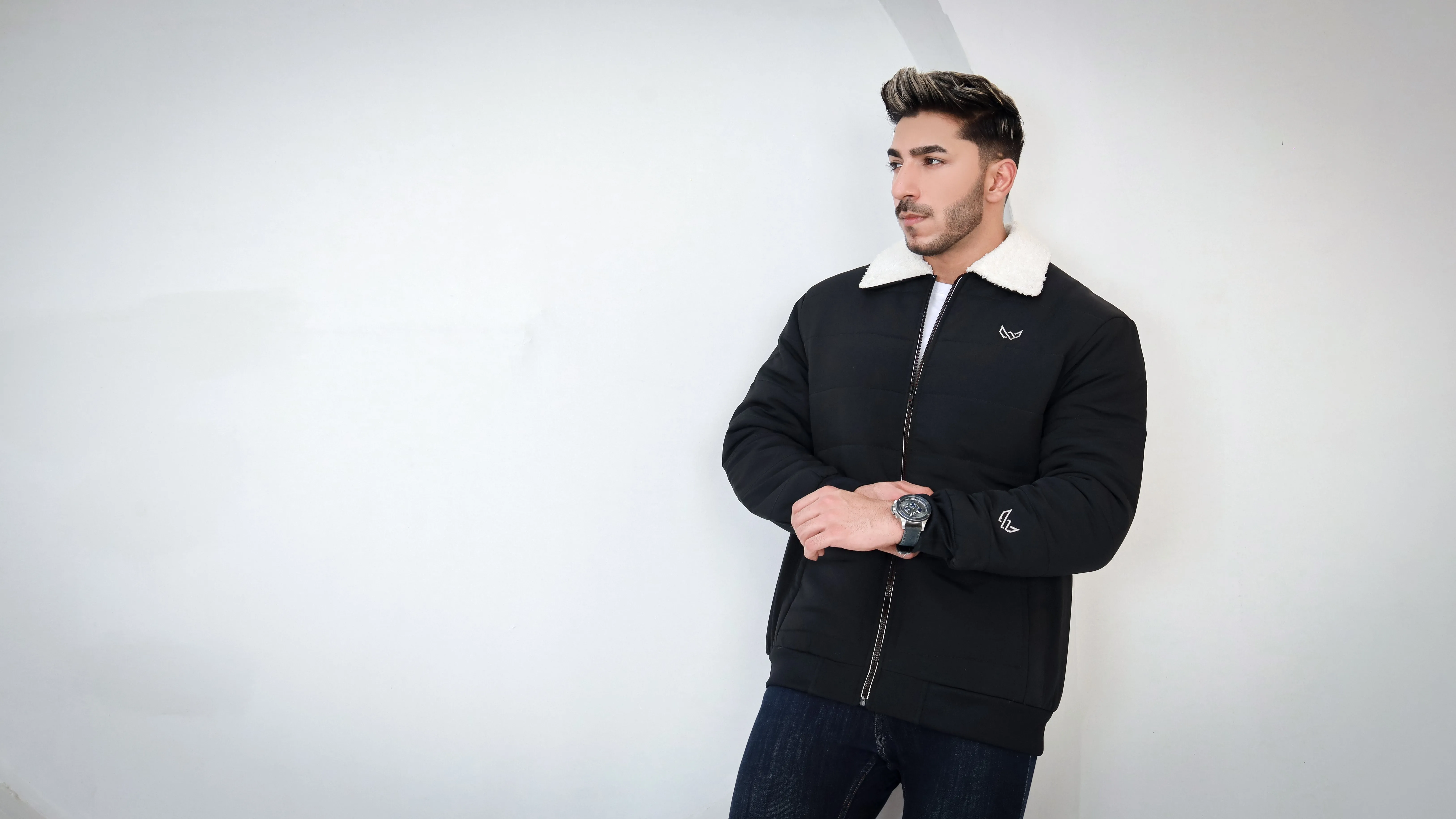 Classic Sherpa Collar Jacket - Black