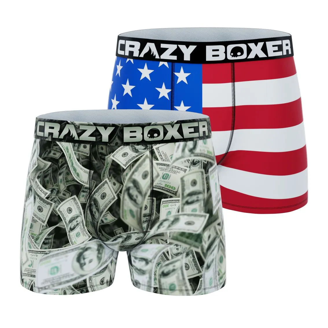 CRAZYBOXER America Money-Flag Men's Boxer Briefs (Pack 2)