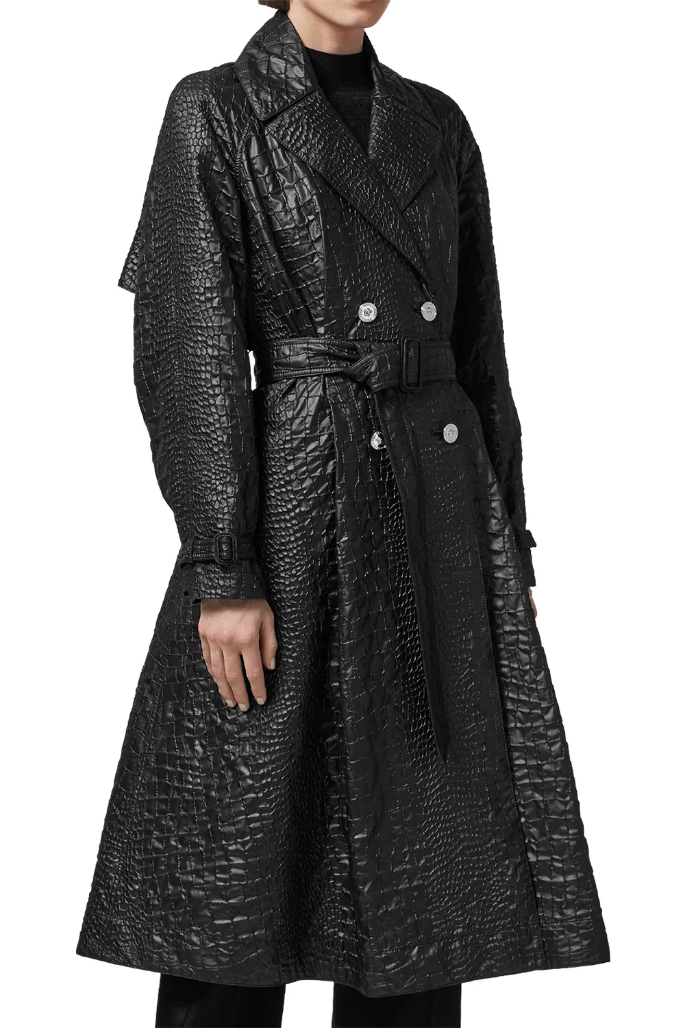 Croc-Lacquered Cloquet Trench Coat