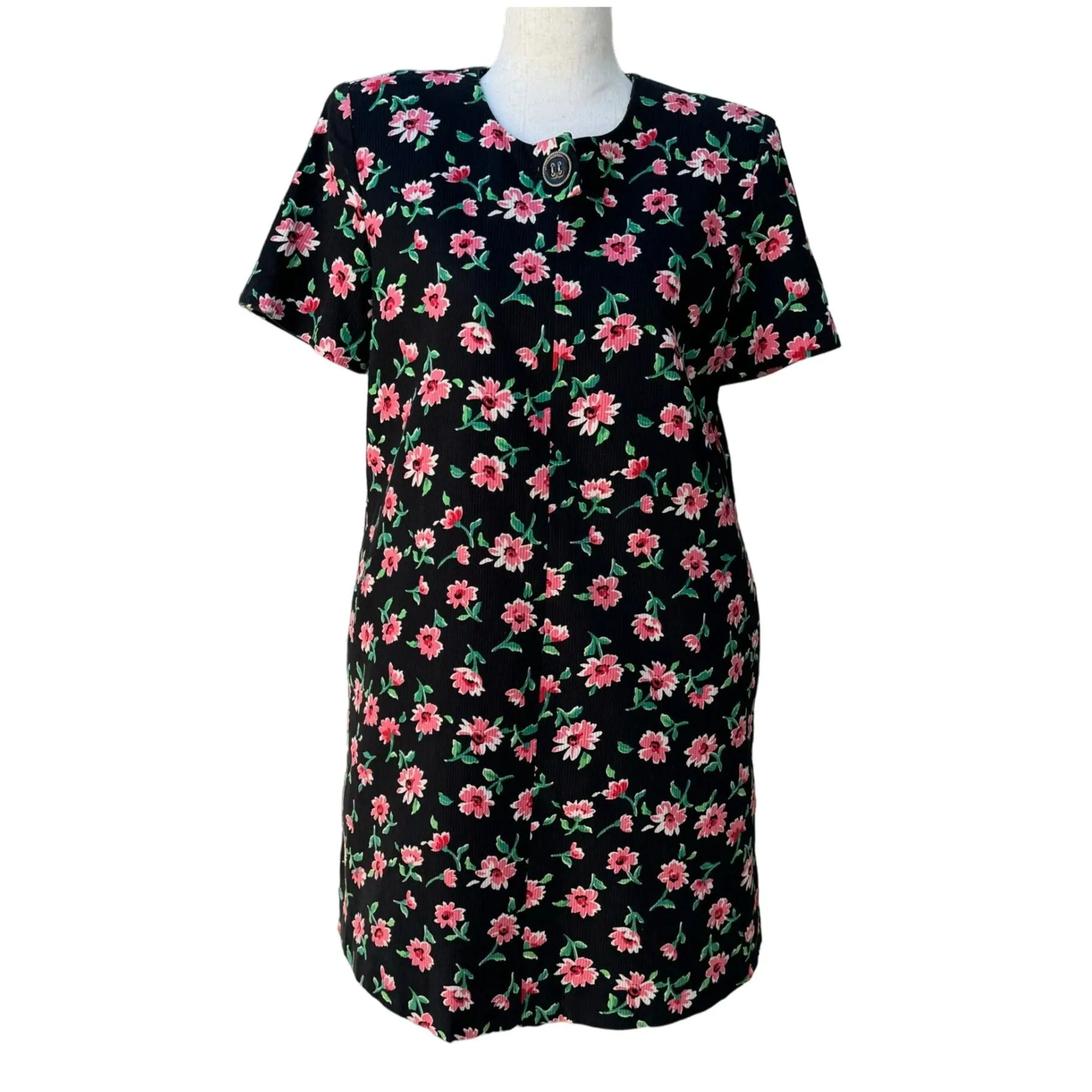 Depeche Mode Petite Vintage Women's Floral Short Sleeve Knee Length Dress - 8P