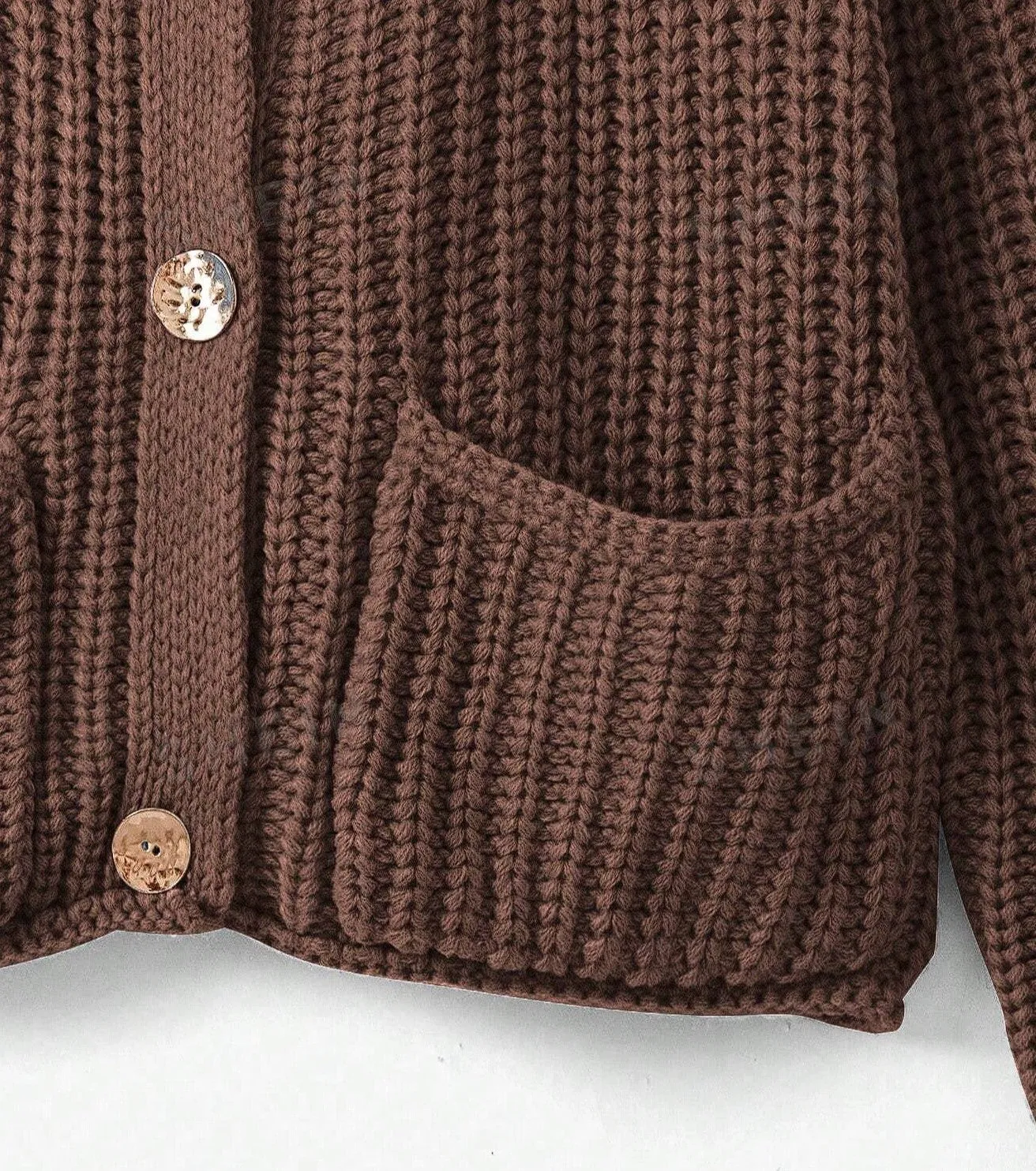 Donni Cropped Knit Cardigan in Brown