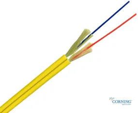 Duplex Plenum Fiber Optic Cable, Zip Cord, Single Mode, Corning Fiber, Indoor