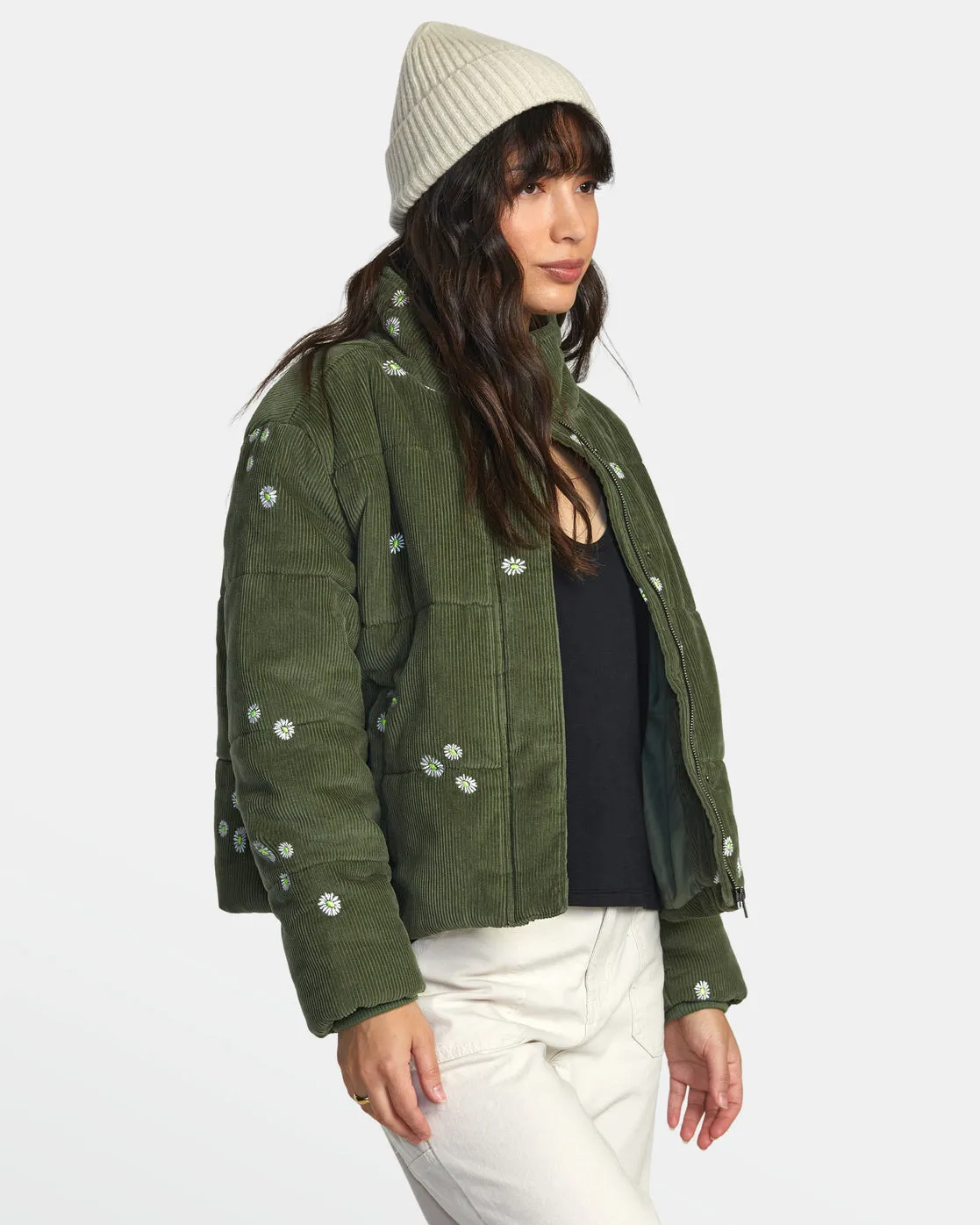 Eezeh Embroidered Puffer Jacket - Leaf