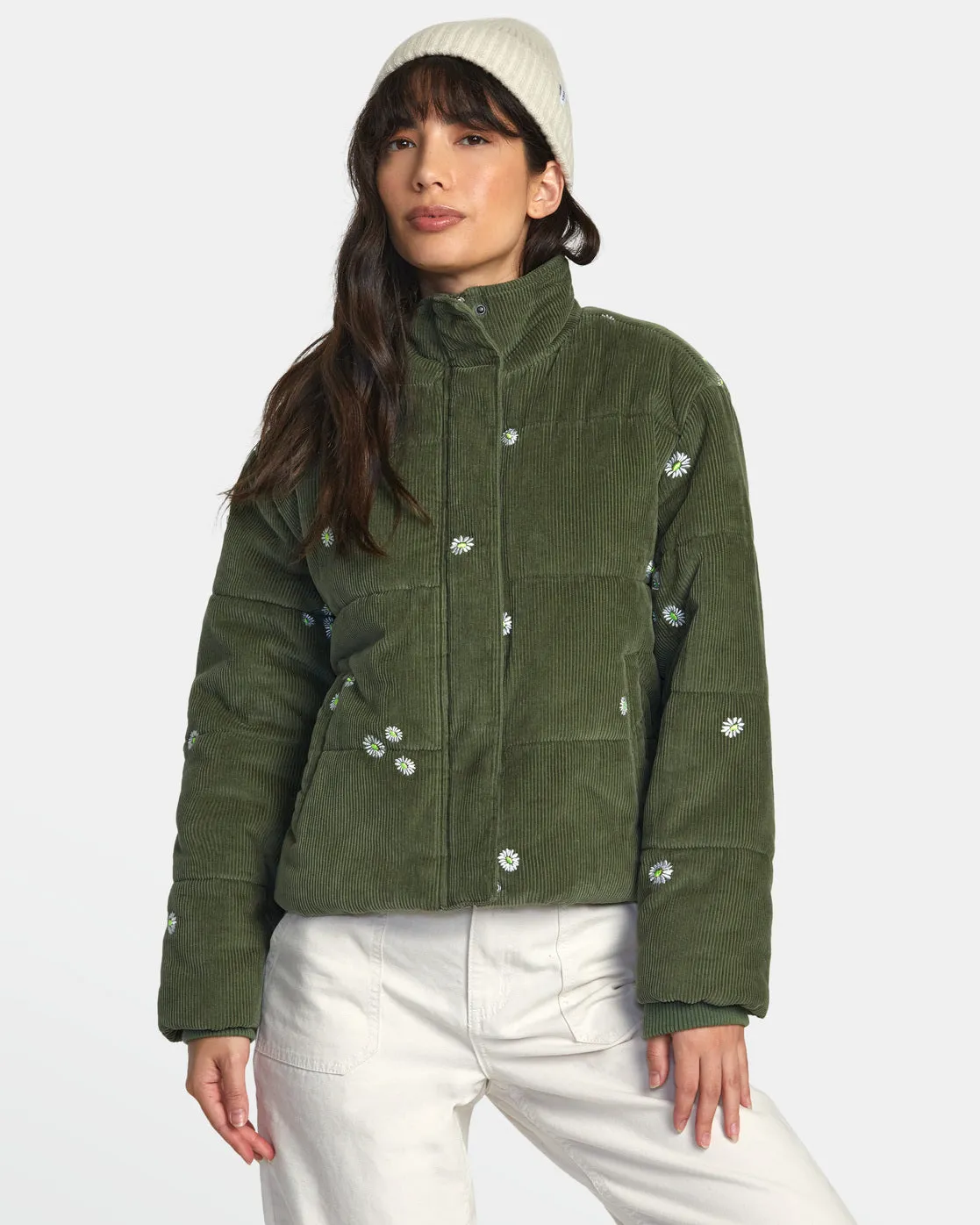 Eezeh Embroidered Puffer Jacket - Leaf