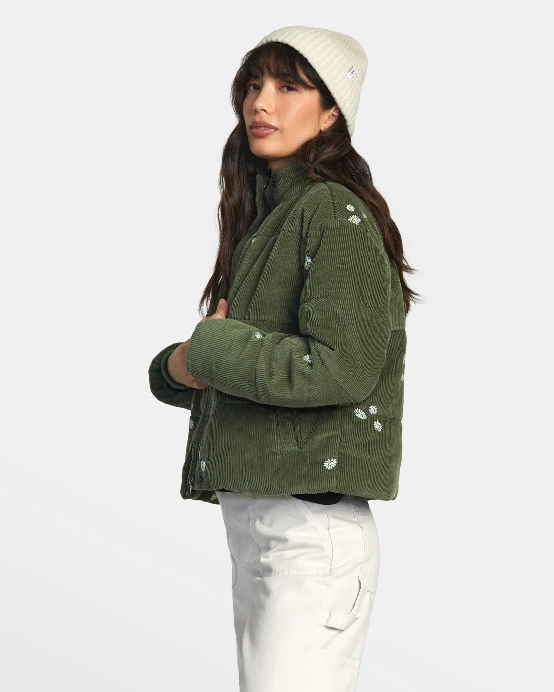 Eezeh Embroidered Puffer Jacket - Leaf