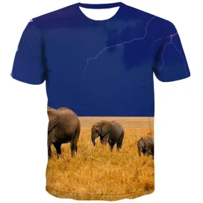 Elephant T-shirt Men Animal Tshirt Anime Lightning Tshirts Novelty Harajuku Tshirt Printed Lovely Tshirts Cool