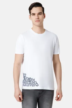 Enhance Printed Crew Neck Men's Casual T-Shirts - White - TS29