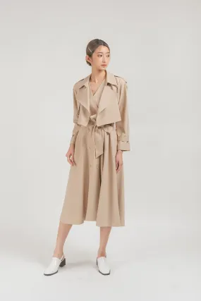 Evia Cropped Trench Coat with Sleeveless Maxi Dress