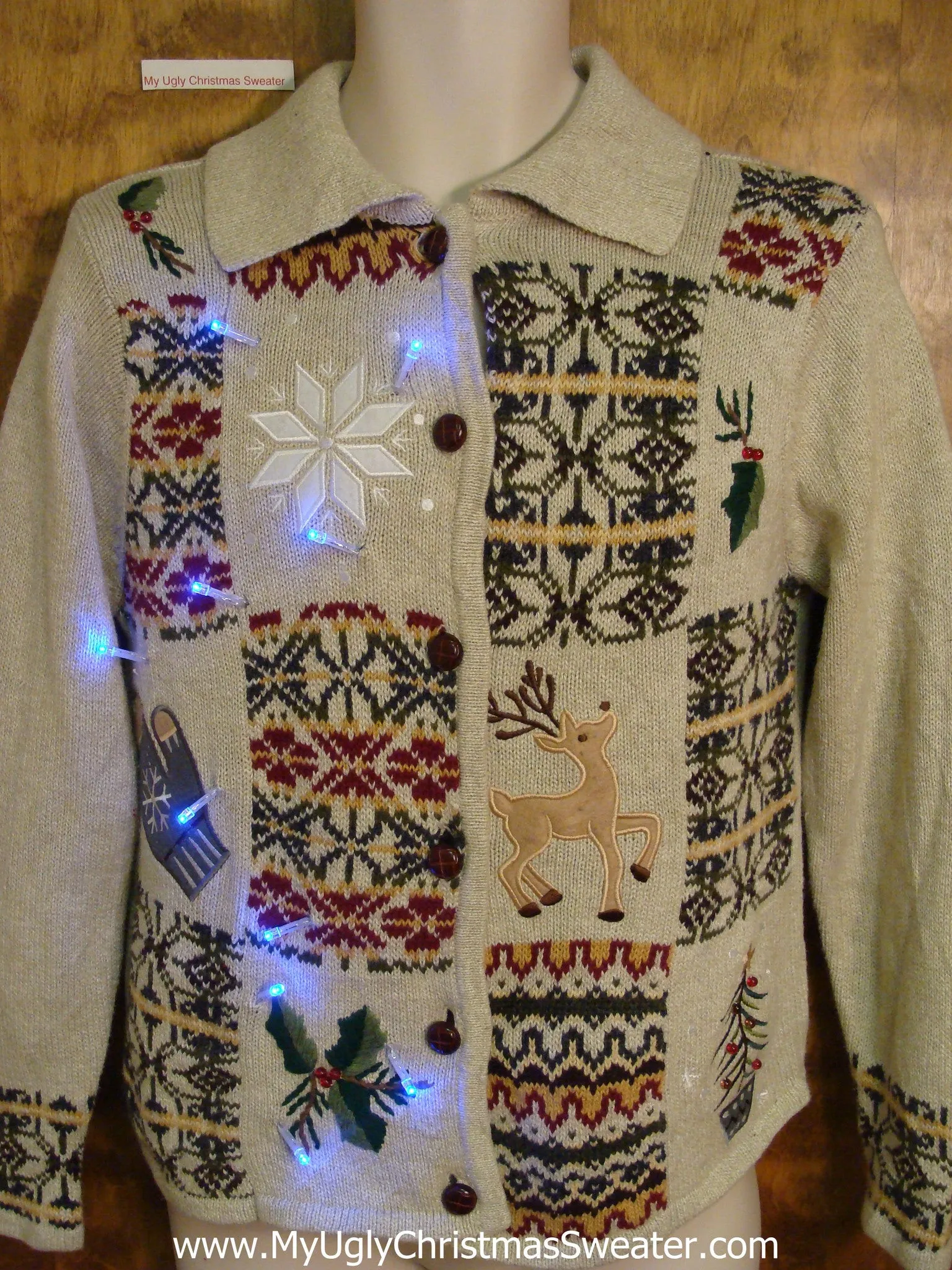 Find the Reindeer Light Up Ugly Xmas Sweater