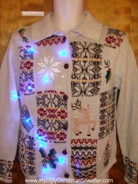 Find the Reindeer Light Up Ugly Xmas Sweater