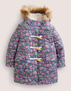 Floral Fleece-Lined Hooded Puffer Jacket-Starboard Vintage Floral