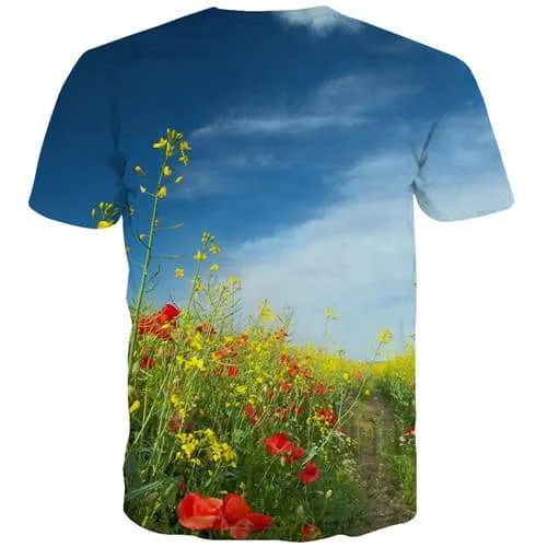 Flower T-shirt Men Cloud Tshirts Novelty Harajuku Shirt Print Colorful Tshirt Anime Leisure Tshirts Casual Short Sleeve