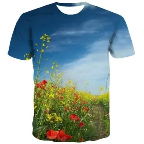 Flower T-shirt Men Cloud Tshirts Novelty Harajuku Shirt Print Colorful Tshirt Anime Leisure Tshirts Casual Short Sleeve