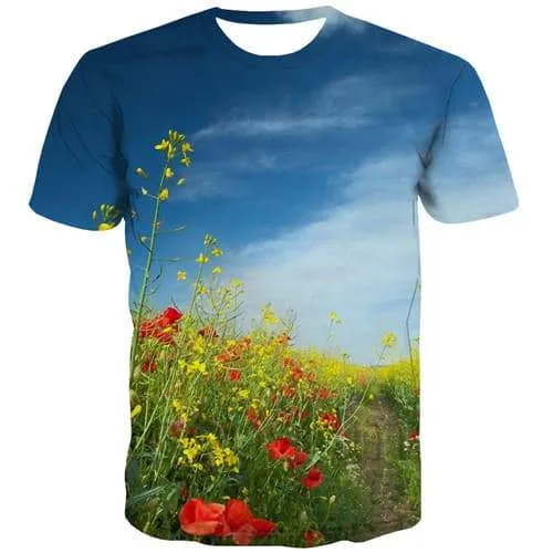 Flower T-shirt Men Cloud Tshirts Novelty Harajuku Shirt Print Colorful Tshirt Anime Leisure Tshirts Casual Short Sleeve