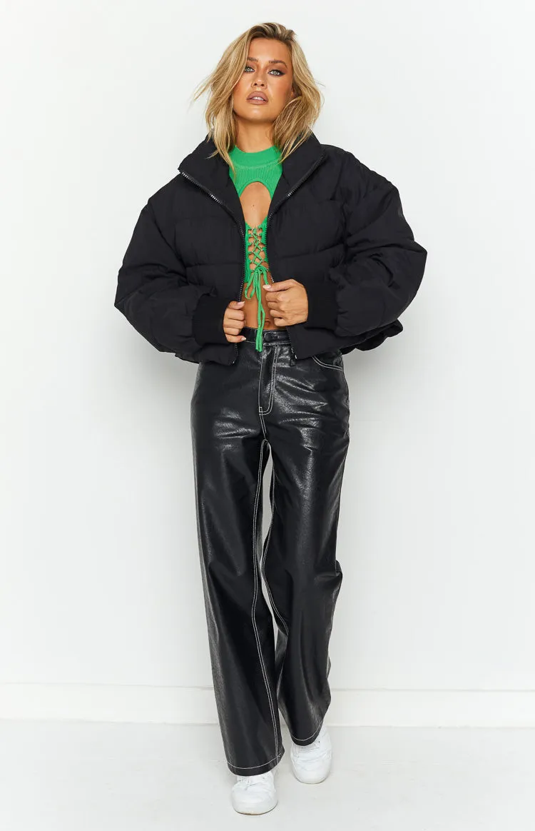 Fuego Puffer Cropped Jacket Black