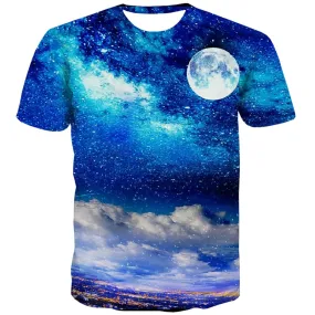 Galaxy T shirts Men Universe Tshirts Novelty Space T-shirts 3d Moon Tshirts Casual