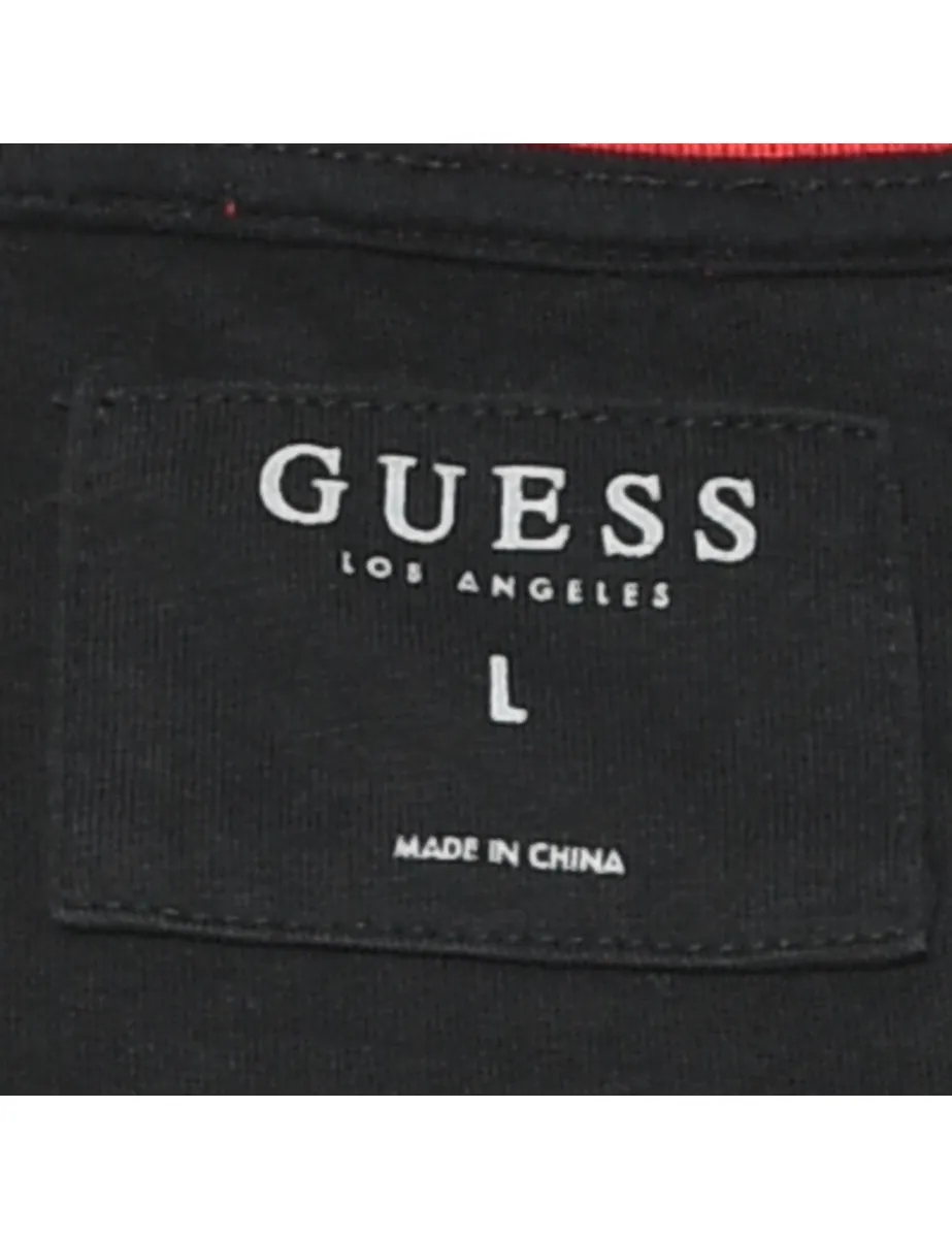 Guess Black & Red Contrast Plain T-shirt - L