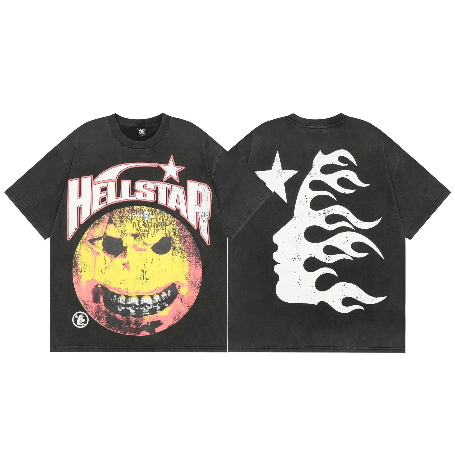 Hellstar T Shirt Smiley Face Earth Distressed