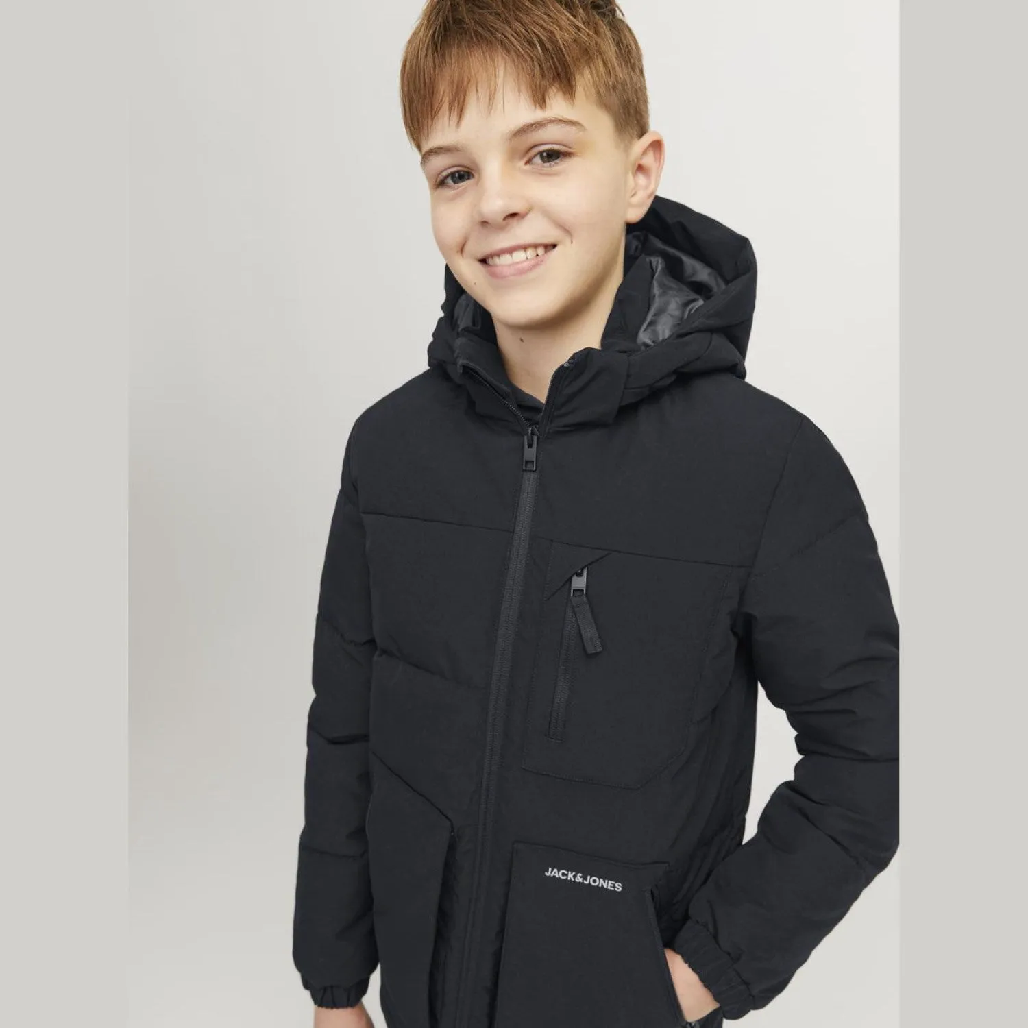 Jack & Jones Junior Black Eotto Puffer Jacket