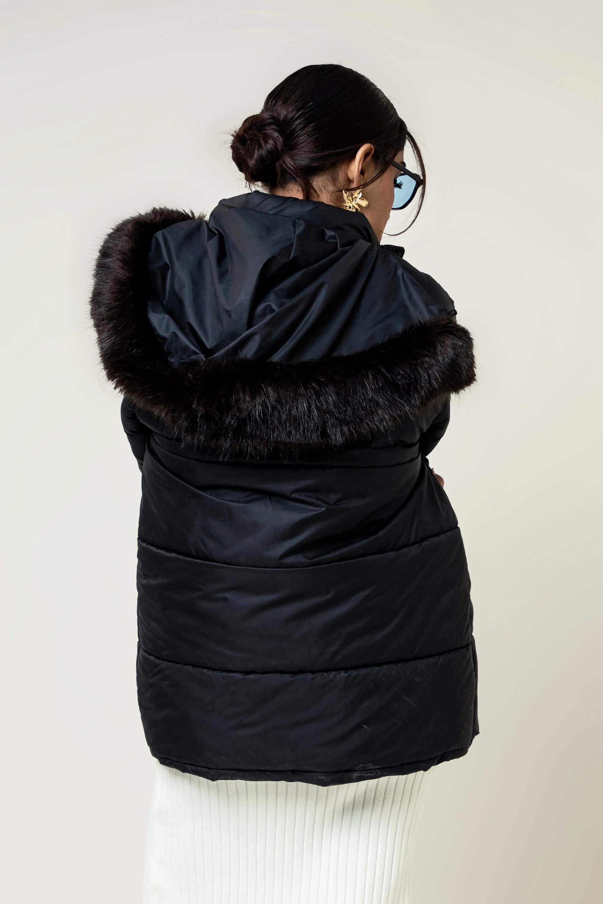 Jaylen Neo Black with fur Hoodie