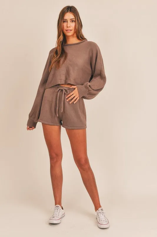 Katie Sweater Two Piece Brown Short Set *limited*