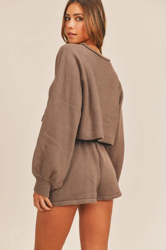 Katie Sweater Two Piece Brown Short Set *limited*