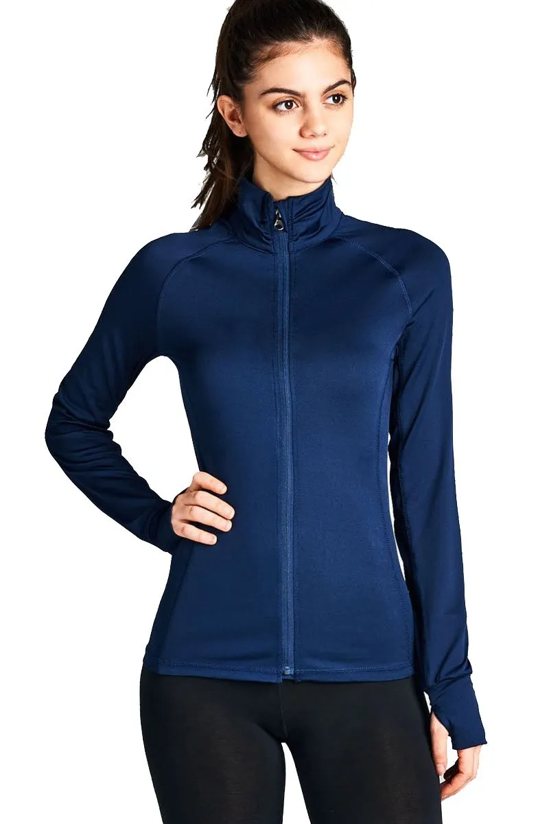 Khanomak Women's Long Sleeve Zip Up Athletic Wear Sweater Work Out Jacket